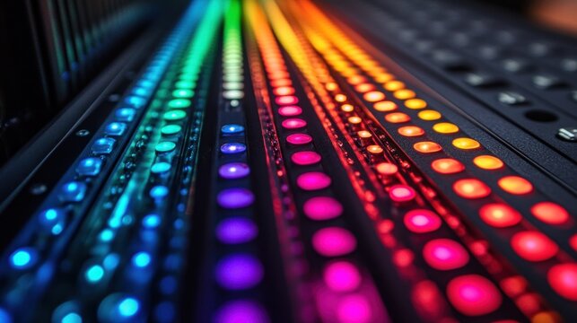 Colorful LED strips, close-up