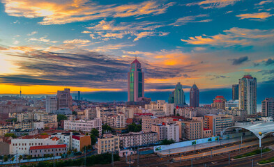 Urban scenery of Zhongshan Road business district in Qingdao, China