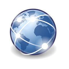 blue globe on white background