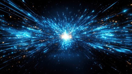Naklejka premium Cosmic explosion, blue light rays