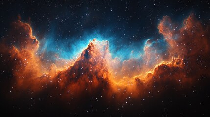 Fototapeta premium Cosmic nebula, vibrant hues, star dust