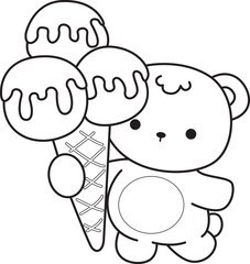 Coloring pages of Illustration of cute bear winter icon. Outline of bear winter 