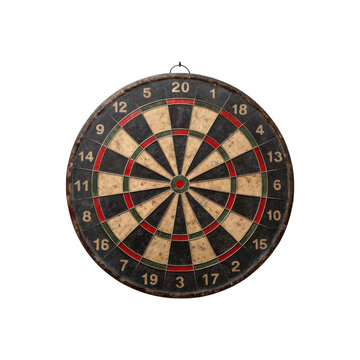 Vintage dartboard with numbers isolated on transparent background
