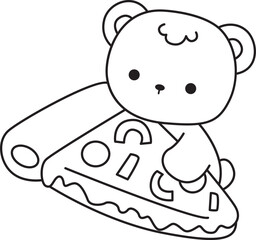 Coloring pages of Illustration of cute bear winter icon. Outline of bear winter 
