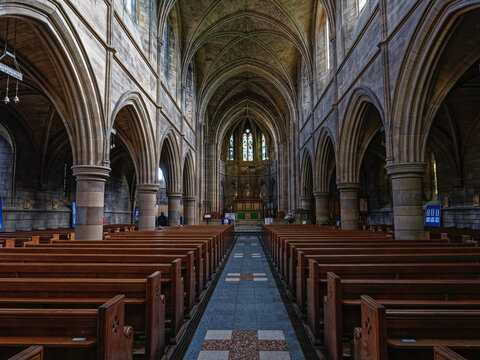 Vaulted interior of St George's church, Cullercoats, UK