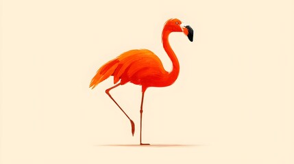 Striking Minimalist Flamingo Illustration with Simple Elegant Shapes and Upright Approachable Posture