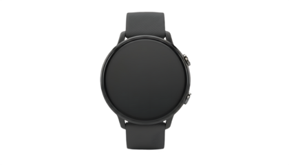 Sleek Black Smartwatch with Round Display and Matching Band.