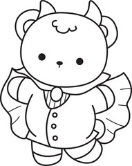 Coloring pages of Illustration of cute bear winter icon. Outline of bear winter 