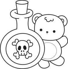 Coloring pages of Illustration of cute bear winter icon. Outline of bear winter 
