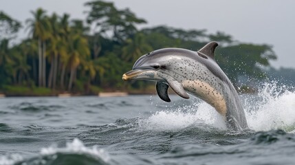 Obraz premium Dolphin leaping, tropical waters