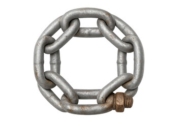Naklejka premium Metal chain links forming a circle with shackle, symbolizing strength, security, connection, unity, and protection, transparent background