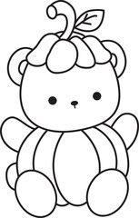 Coloring pages of Illustration of cute bear winter icon. Outline of bear winter 