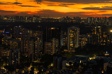 Sunset panorama view of Singapore