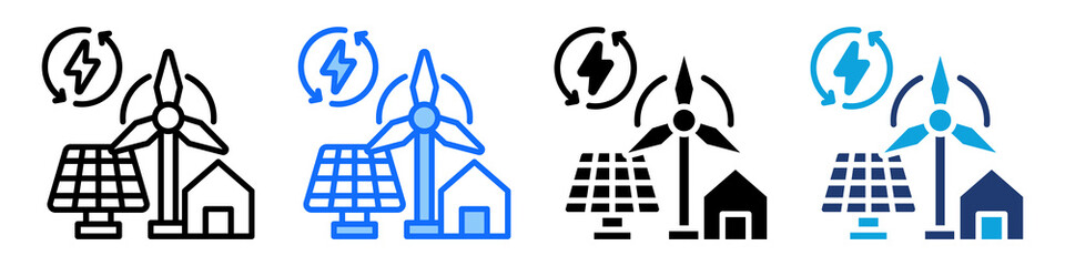 Smart Grid Icon Set Multi Style Vector Illustration