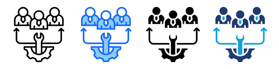 Workforce Management Icon Set Multi Style Vector Illustration