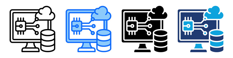 Edge Computing Icon Set Multi Style Vector Illustration