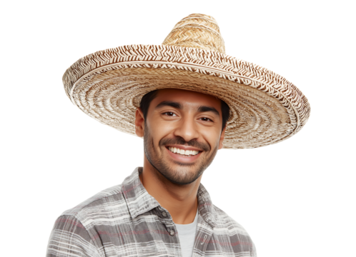 Smiling Guy in a Giant Sombrero Ready for Fiesta isolated on a transparent background