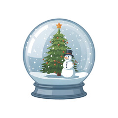 Snow globe with snowman and Christmas tree isolated on a transparent background image 1