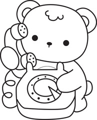 Coloring pages of Illustration of cute bear winter icon. Outline of bear winter 