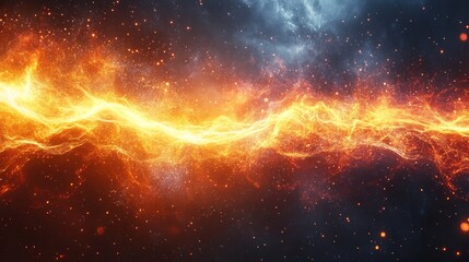 Fototapeta premium Fiery energy stream against a dark cosmic backdrop