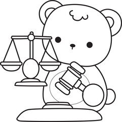 Coloring pages of Illustration of cute bear winter icon. Outline of bear winter 