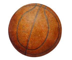Vintage basketball with textured surface and dark background
