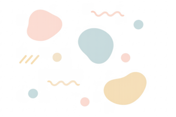 Abstract organic geometric pastel shapes on transparent background