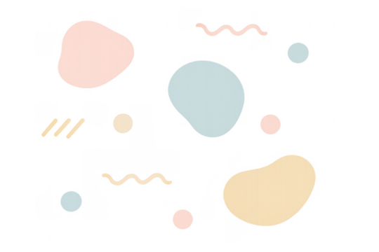 Abstract organic geometric pastel shapes on transparent background - Powered by Adobe