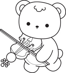 Coloring pages of Illustration of cute bear winter icon. Outline of bear winter 