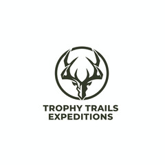 The &ldquo;Trophy Trails Expeditions&rdquo; logo represents adventure and strength, featuring a bold deer head design that symbolizes wilderness exploration and endurance.