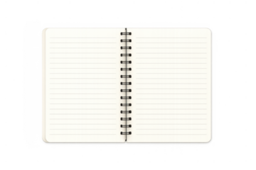 Open lined spiral notebook with blank pages providing space for writing notes or planning tasks, transparent background