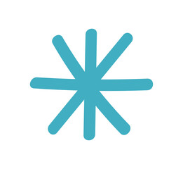 Simple teal snowflake vector, minimal hand drawn line — great for winter and Christmas backgrounds, wrapping, and pattern design.