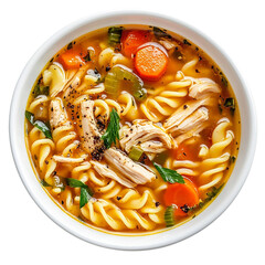 Chicken Noodles in a Pot Isolated transparent on white background