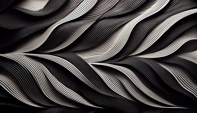 abstract black and white zigzag pattern with intricate lines