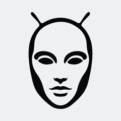Silhouette alien face with antenna minimalist style Vector illustration