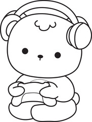 Coloring pages of Illustration of cute bear winter icon. Outline of bear winter 
