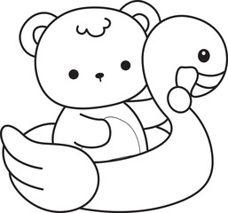 Coloring pages of Illustration of cute bear winter icon. Outline of bear winter 