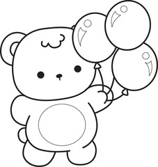 Coloring pages of Illustration of cute bear winter icon. Outline of bear winter 