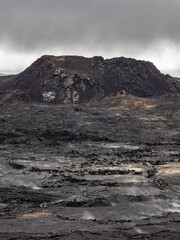 lava fields and volcanism on Reykjanes Peninsula in Iceland