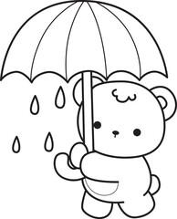 Coloring pages of Illustration of cute bear winter icon. Outline of bear winter 