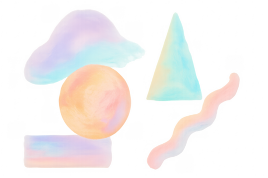 Abstract pastel watercolor shapes collection transparent background