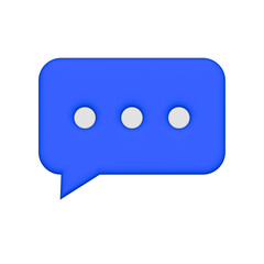 Modern 3D blue chat message icon isolated on a clean white background. Ideal for communication apps, messaging interfaces, social media platforms, and UI/UX design projects. Editable AI vector file.