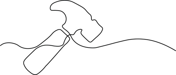 Single line drawing of a hammer tool construction outline