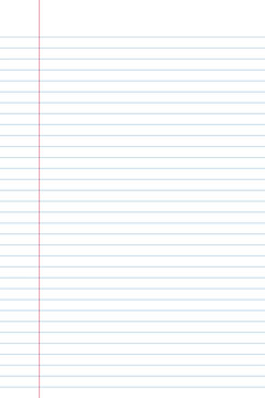 Classic blank lined notebook paper texture with a red vertical margin on the left side.