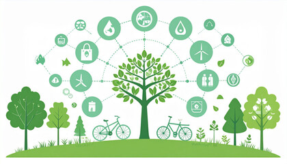 Eco-Friendly Habits Vector Infographic in Soft Green