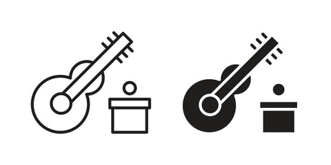 Busking icon set. Outline symbol editable.