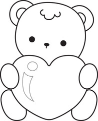 Coloring pages of Illustration of cute bear winter icon. Outline of bear winter 