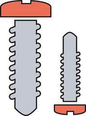 Screw and bolt head illustration showing hardware engineering separation and comparison. Industrial tools and construction