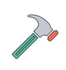 Claw hammer with green handle and red impact area. Representing carpentry, handyman work, and home improvement tasks