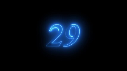29 number text Neon glowing animation - Powered by Adobe